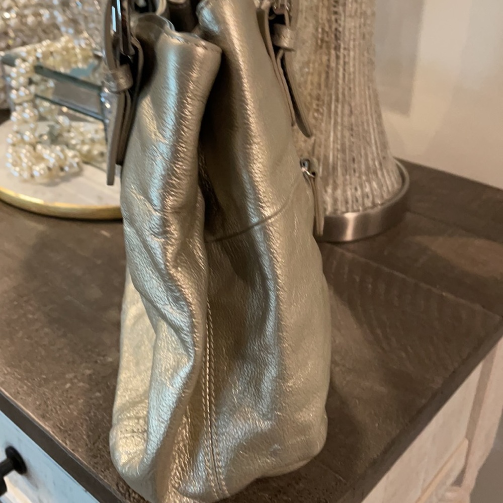 Tignanello Silver Pebble Leather Satchel - Picture 13 of 14